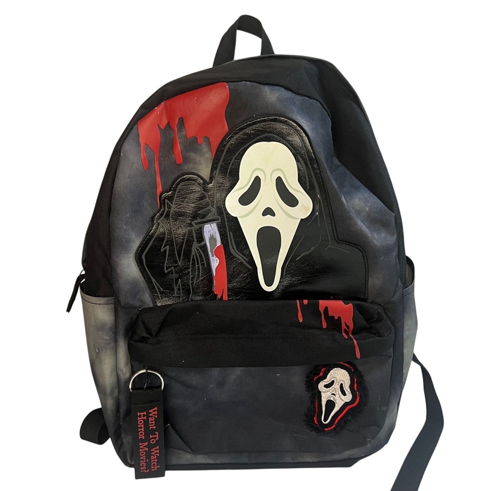 Ghostface Scream Horror Movie Glow In The Dark‎ Backpack Black Grey Smoky Wash